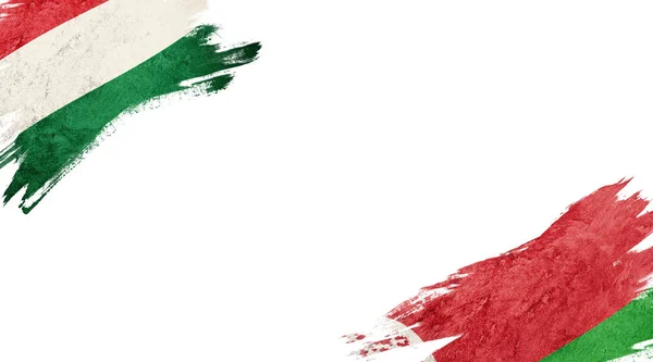 Zászló Magyarország és Fehéroroszország a fehér háttér — Stock Fotó